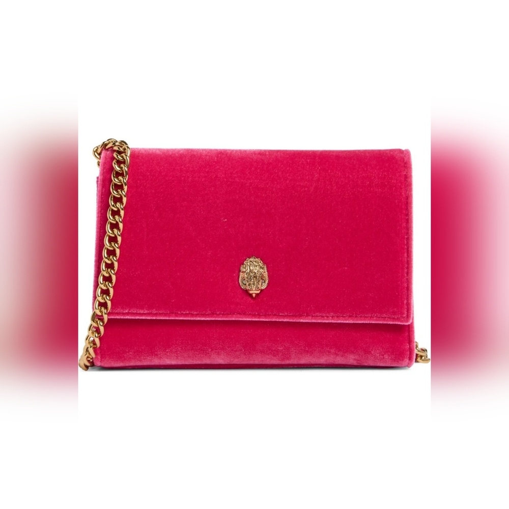 Kurt Geiger Pink Velvet Chain Clutch